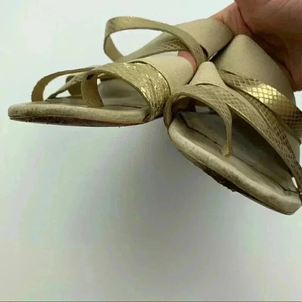 Donald j Pliner sandals 9.5 gold metallic leather - Picture 10 of 12